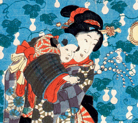 歌川国貞 浮世絵 木版画 餅つき風景2枚セット 年中行事 美人画