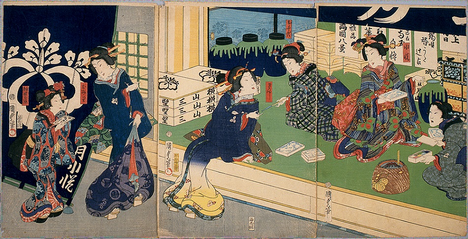 二代歌川国貞「(菓子屋店頭の図)」明治元年（1868） | 和菓子だより